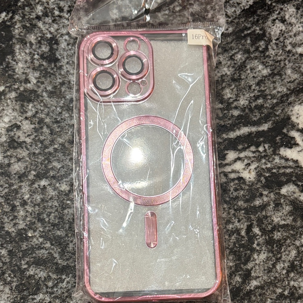 Pink Transparent Phone Case 16ProMax